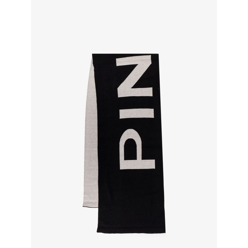 Merino wool scarf with printed logo