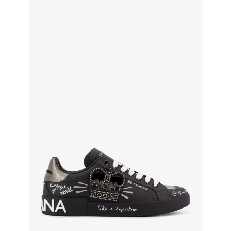 Leather sneakers with iconic prints