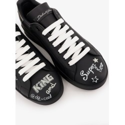 Leather sneakers with iconic prints