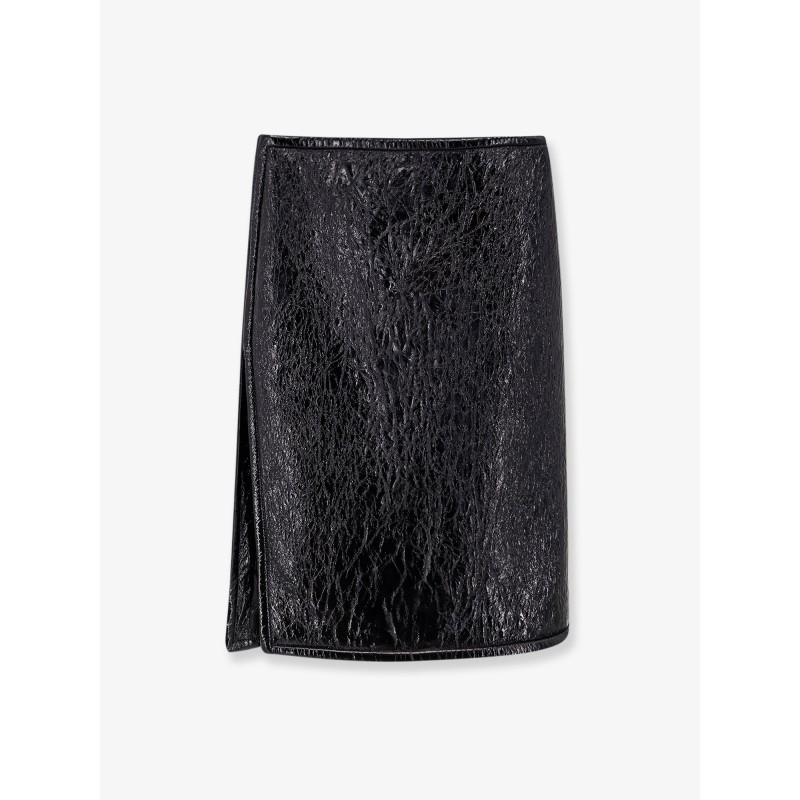 Shiny leather and neoprene skirt