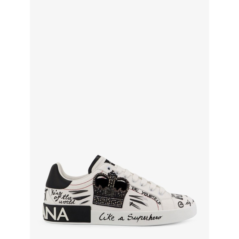 Leather sneakers with iconic prints