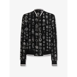 Silk bomber with icnic print