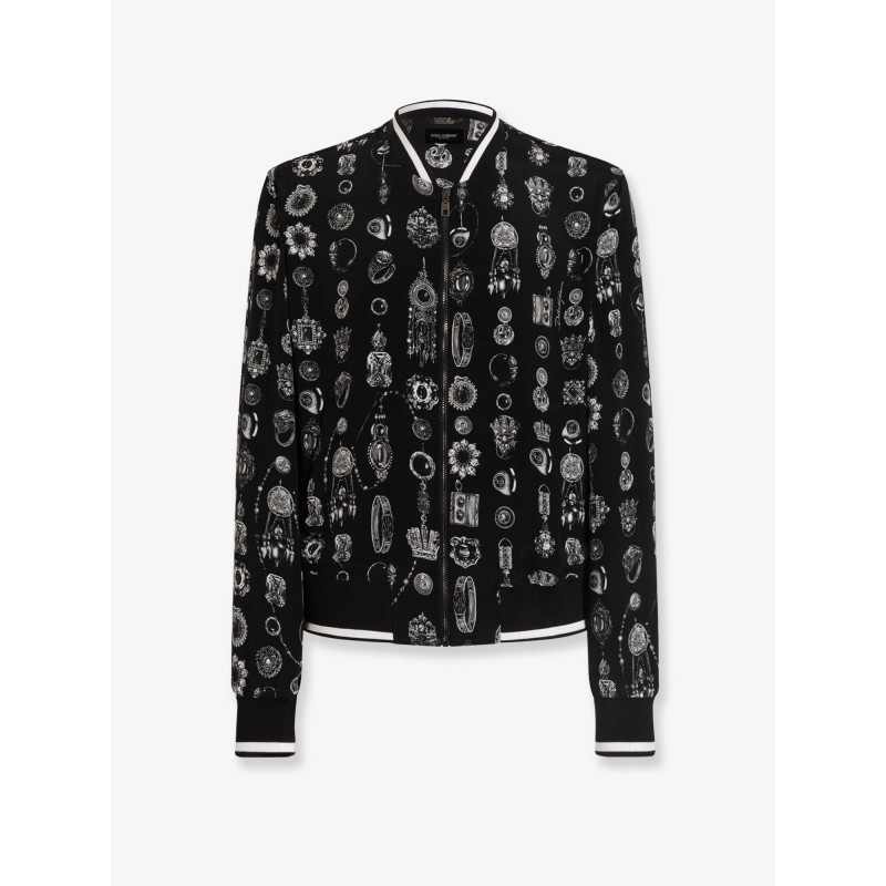 Silk bomber with icnic print