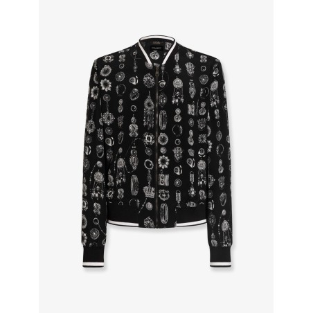 Silk bomber with icnic print
