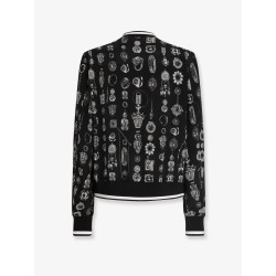 Silk bomber with icnic print
