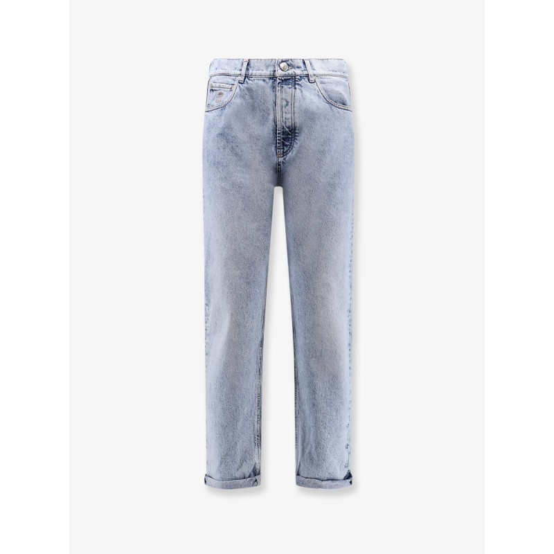 Stone-washed denim jeans