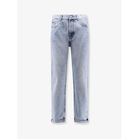 Stone-washed denim jeans