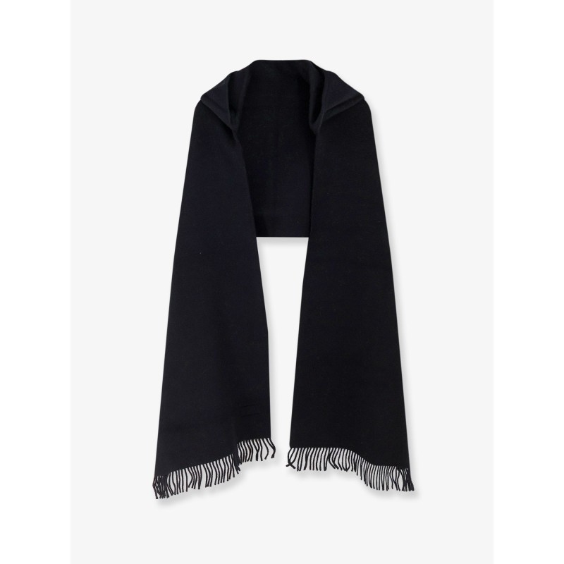 Wool and cashmere scarf with hood