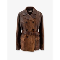 Double-breasted vintage effect suede jacket