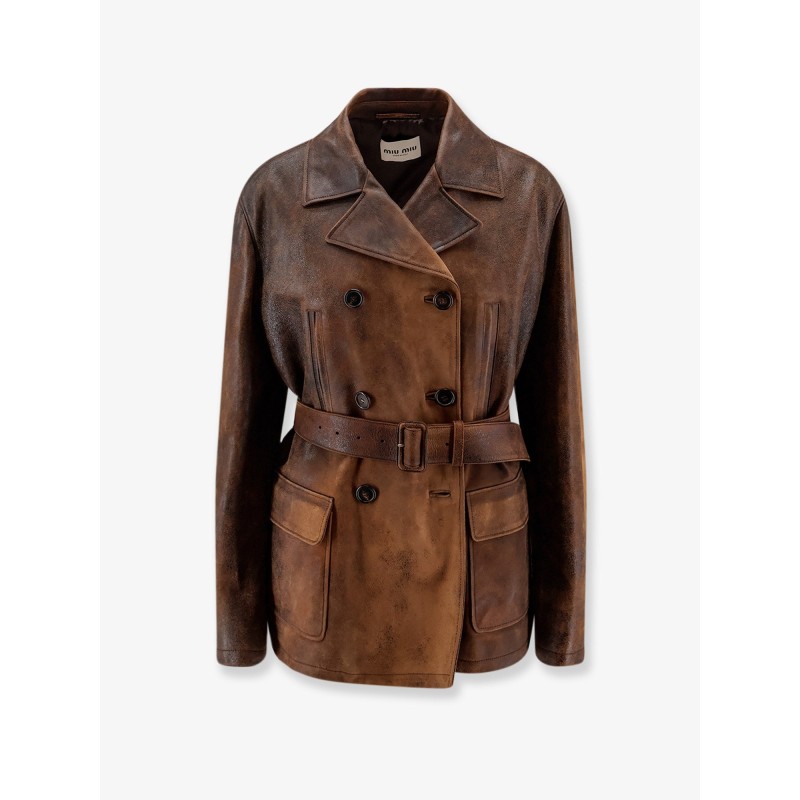 Double-breasted vintage effect suede jacket