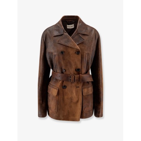 Double-breasted vintage effect suede jacket