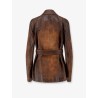 Double-breasted vintage effect suede jacket