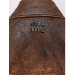 Double-breasted vintage effect suede jacket