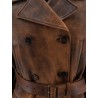 Double-breasted vintage effect suede jacket