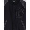 Wool jacket with leather sleeves