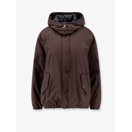 Nylon and cotton hooded jacket