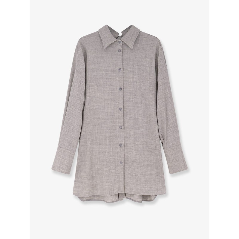 Stretch virgin wool long shirt