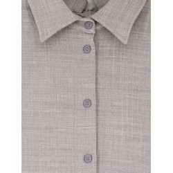 Stretch virgin wool long shirt