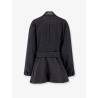 Virgin wool trench with leather collar
