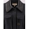 Virgin wool trench with leather collar