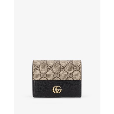 Mini Wallet leather and GG Supreme Fabric card holder