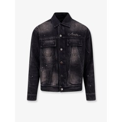 Denim jacket with embroidered logo on the front