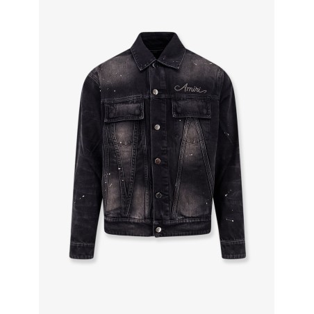 Denim jacket with embroidered logo on the front