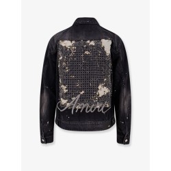 Denim jacket with embroidered logo on the front