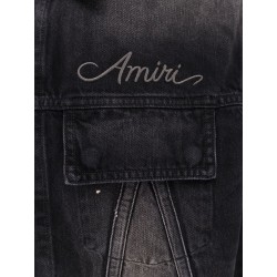 Denim jacket with embroidered logo on the front