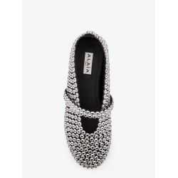 Ballet Flats suede and rubber ballerinas with glass eyelets