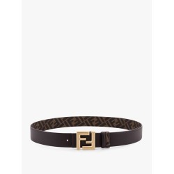 Squared FF reversible leather and FF canvas belt