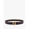 Squared FF reversible leather and FF canvas belt