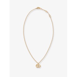 Ovalette metal necklace with golden finish