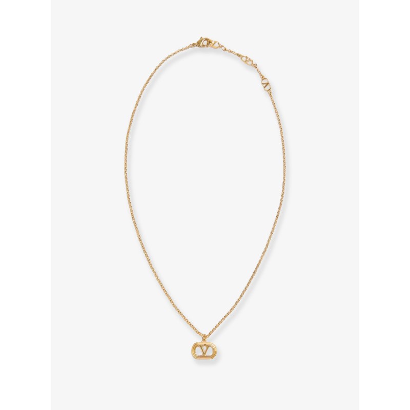 Ovalette metal necklace with golden finish
