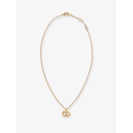 Ovalette metal necklace with golden finish