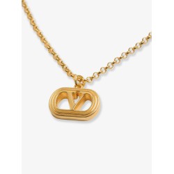 Ovalette metal necklace with golden finish