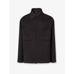 Wool coat with FF embossed detail