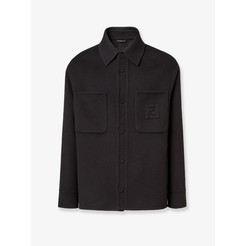 Wool coat with FF embossed detail