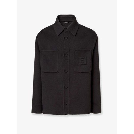 Wool coat with FF embossed detail