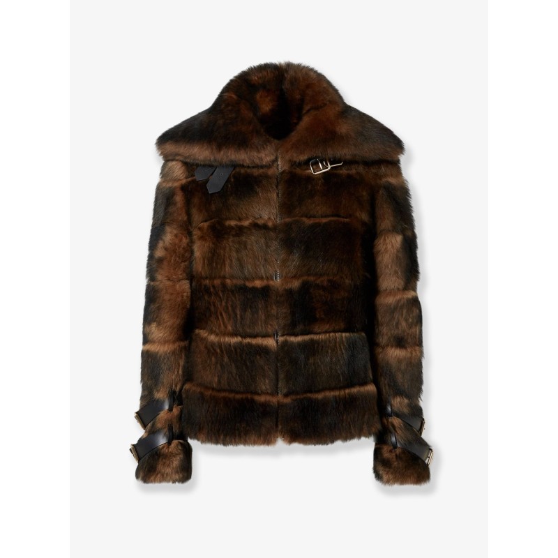 Brown backed sheepskin and nappa jacket