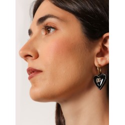 Metal earrings with rhinestones