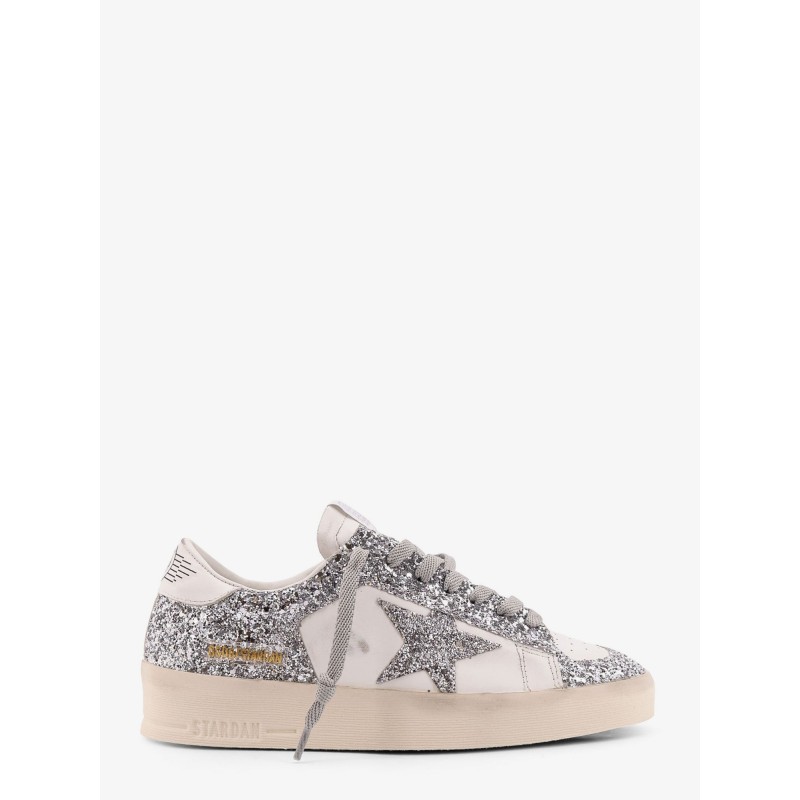Stardan low-top leather sneakers with glitter profiles
