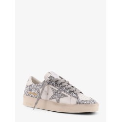 Stardan low-top leather sneakers with glitter profiles