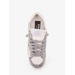 Stardan low-top leather sneakers with glitter profiles