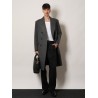 Double-breasted wool coat with herringbone motif