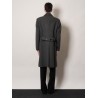 Double-breasted wool coat with herringbone motif