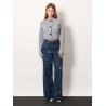 Wide leg jeans with rhinsestones
