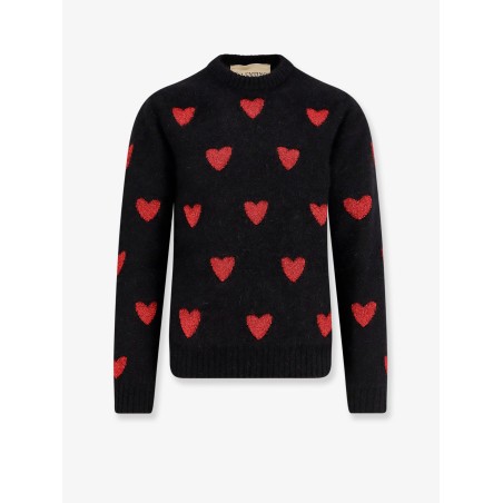 Wool and mohair sweater with lurex hearts