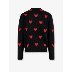 Wool and mohair sweater with lurex hearts