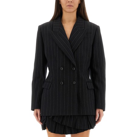 "MAIA" PINSTRIPE JACKET WITH BELT